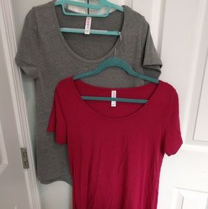 Bundle of Grey and dark Pink Lularoe Classic Tees